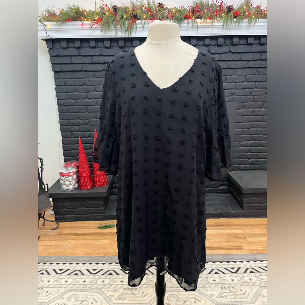 Blooming Jelly Women's Short Sleeve V Neck Ruffle Mini Sun Dress Black Size‎ XXL